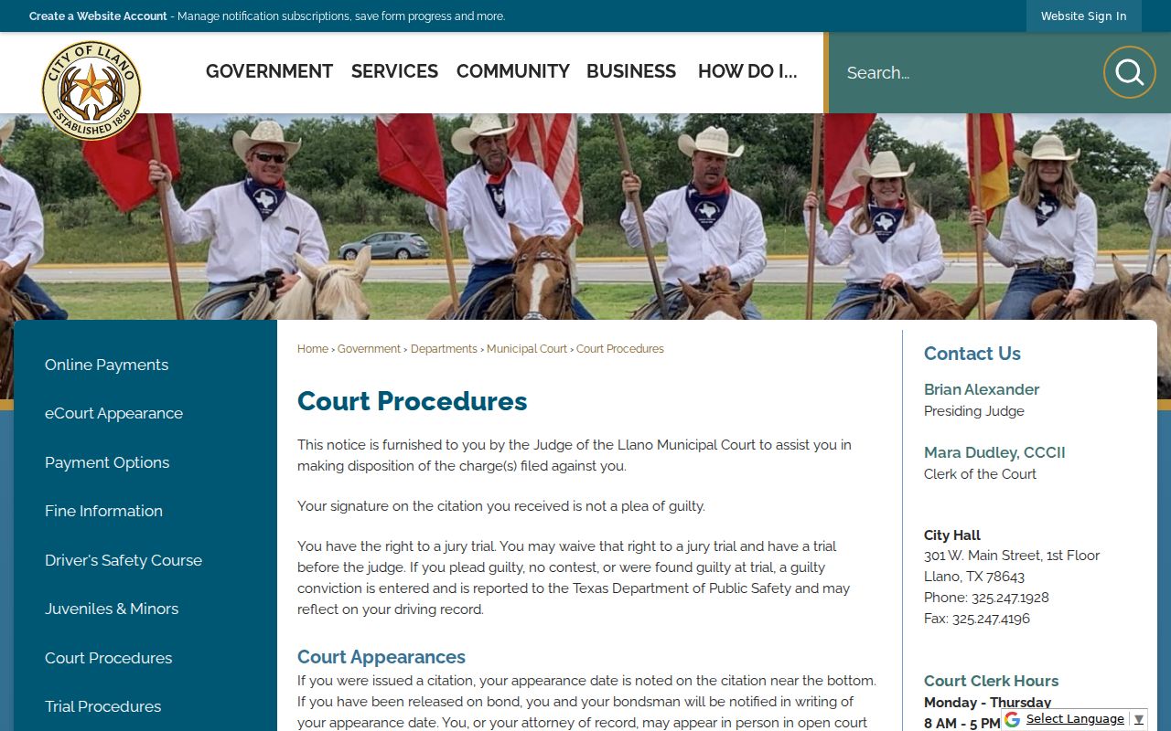 Llano County traffic warrant: municipal court appearance and fee guidance