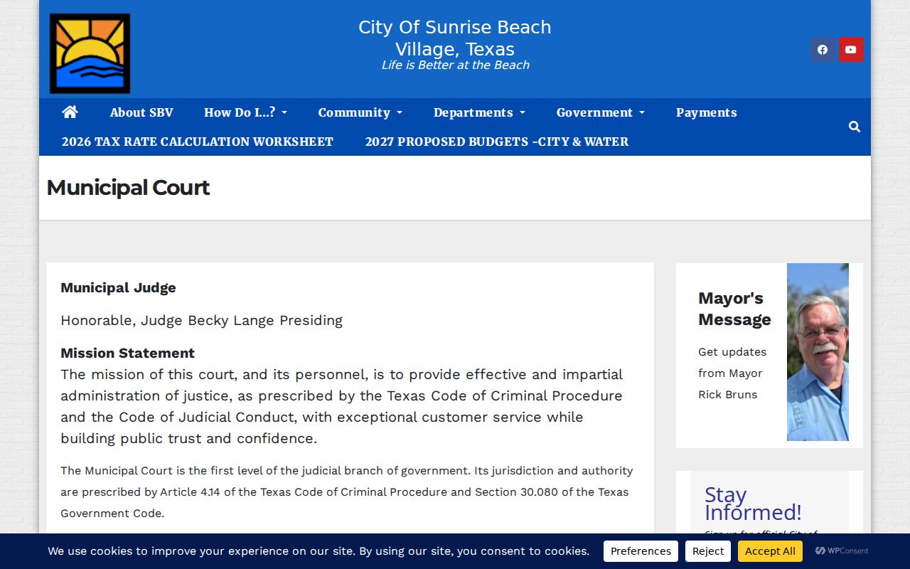 Sunrise Beach Village warrant records: Municipal Court contact and instructions