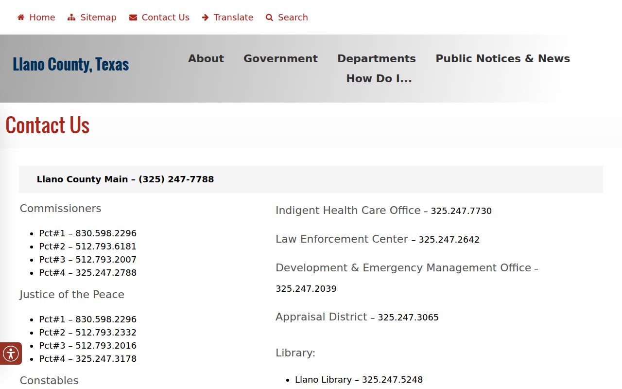 Llano County warrant records: Justice of the Peace and district court directory